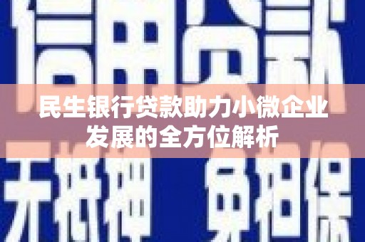 大英民生银行贷款助力小微企业发展的全方位解析