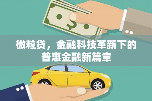 大英微粒贷，金融科技革新下的普惠金融新篇章